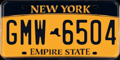 NY license plate GMW6504