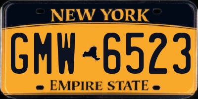 NY license plate GMW6523