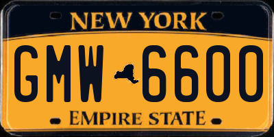 NY license plate GMW6600