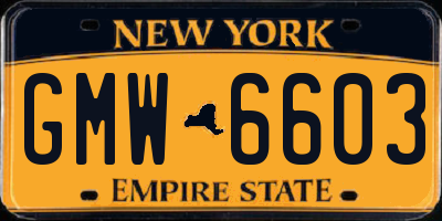 NY license plate GMW6603