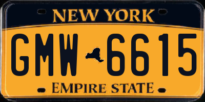 NY license plate GMW6615