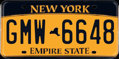 NY license plate GMW6648