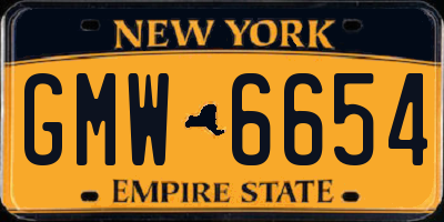 NY license plate GMW6654