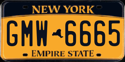 NY license plate GMW6665