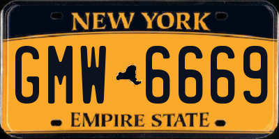 NY license plate GMW6669