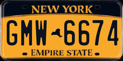NY license plate GMW6674
