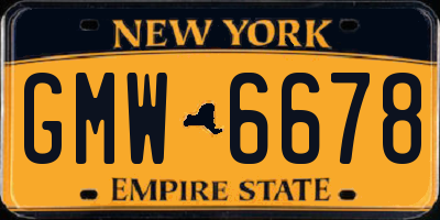 NY license plate GMW6678