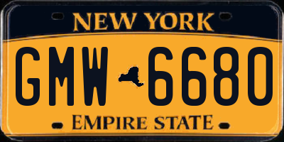 NY license plate GMW6680