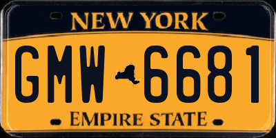 NY license plate GMW6681