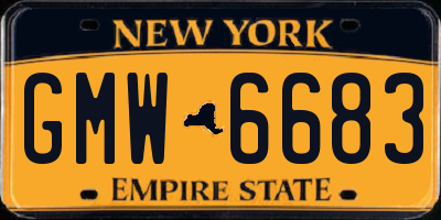 NY license plate GMW6683