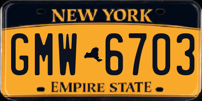 NY license plate GMW6703