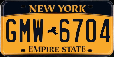 NY license plate GMW6704