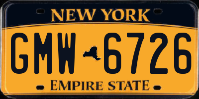 NY license plate GMW6726