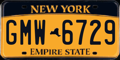 NY license plate GMW6729