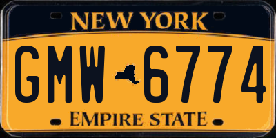 NY license plate GMW6774