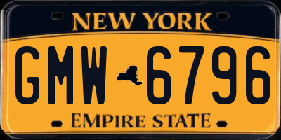 NY license plate GMW6796