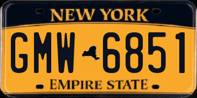 NY license plate GMW6851