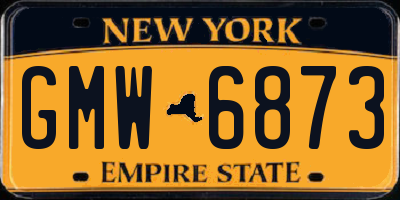 NY license plate GMW6873