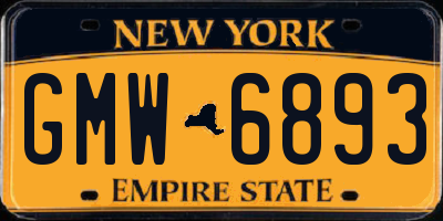 NY license plate GMW6893