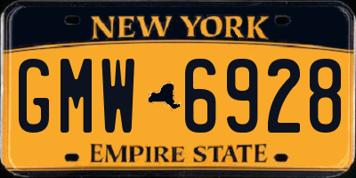 NY license plate GMW6928