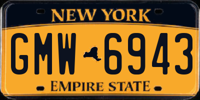 NY license plate GMW6943