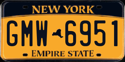 NY license plate GMW6951