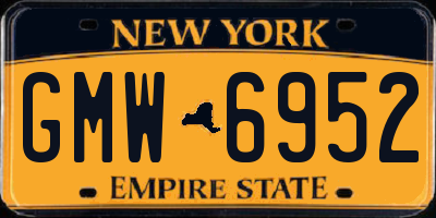NY license plate GMW6952