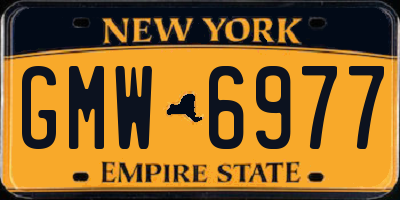 NY license plate GMW6977