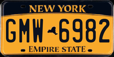 NY license plate GMW6982