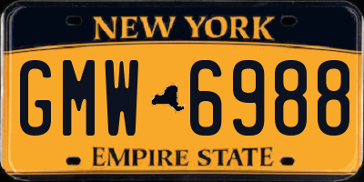 NY license plate GMW6988
