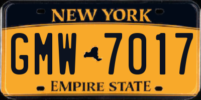 NY license plate GMW7017