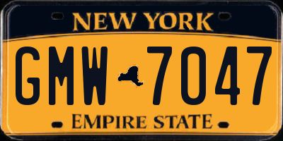 NY license plate GMW7047
