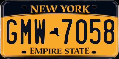 NY license plate GMW7058