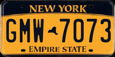 NY license plate GMW7073