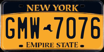 NY license plate GMW7076