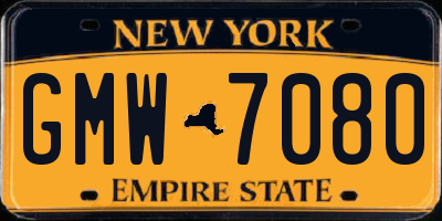 NY license plate GMW7080