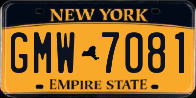 NY license plate GMW7081