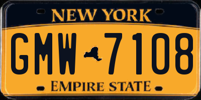 NY license plate GMW7108