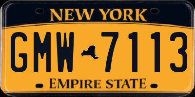 NY license plate GMW7113