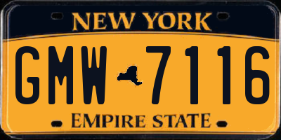 NY license plate GMW7116