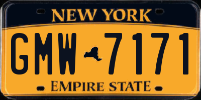 NY license plate GMW7171