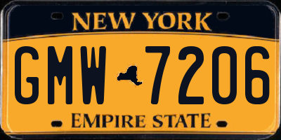 NY license plate GMW7206