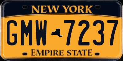 NY license plate GMW7237