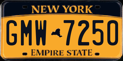 NY license plate GMW7250