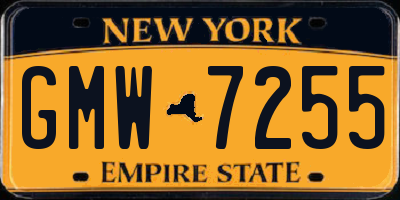 NY license plate GMW7255