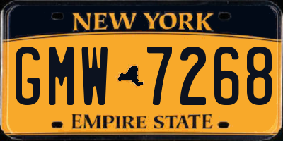 NY license plate GMW7268