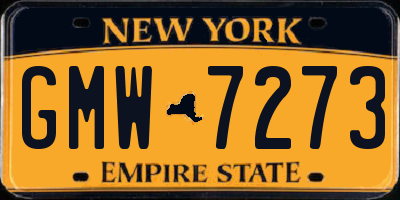 NY license plate GMW7273