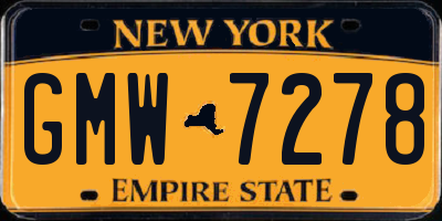 NY license plate GMW7278
