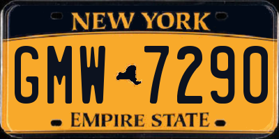 NY license plate GMW7290