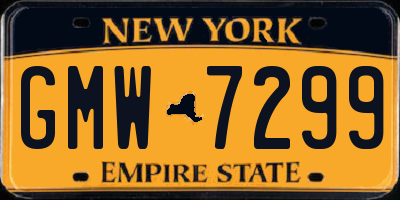 NY license plate GMW7299